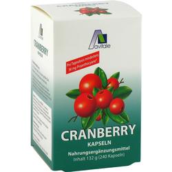 Eine Packung mit Cranberry-Kapseln als Nahrungsergänzungsmittel.